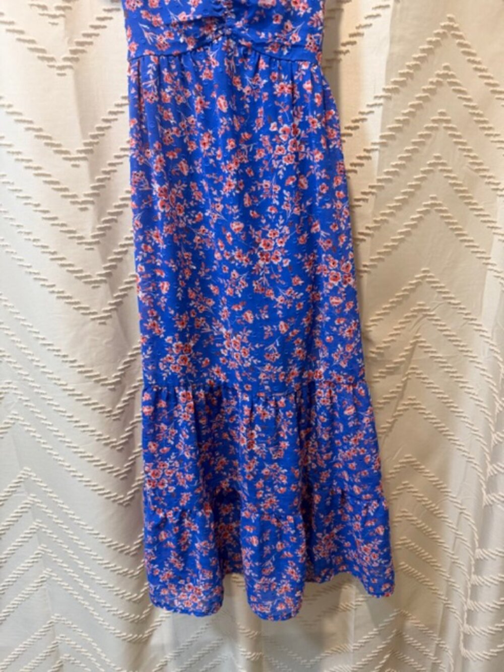 Berthie Paris Blue Floral Ruffle Tiered Midi Dress - Picture 3 of 14
